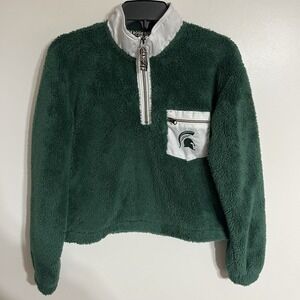 Summit Sportswear Long Sleeve Cropped MSU Spartans Quarter Zip Size Small